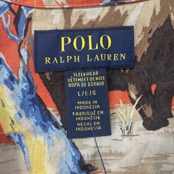 Authentic Polo Ralph Lauren Mens AOP Safari Print Sleepwear Pajama Shirt L NWT - Picture 5 of 10